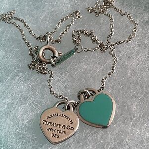 Tiffany & Co. Silver and Teal Heart Necklace